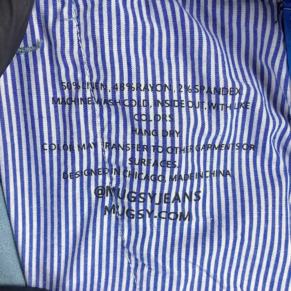Mugsy Pants Mens 38x32 Blue Coves Linen Rayon Preppy Classic Luxury Beach Summer